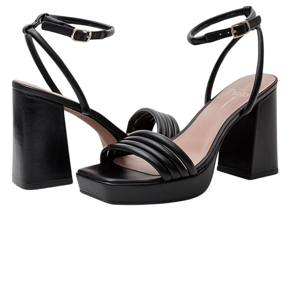 Linea Paolo Block Heel Nappa Platform Halo Strap, Size 10, NWT